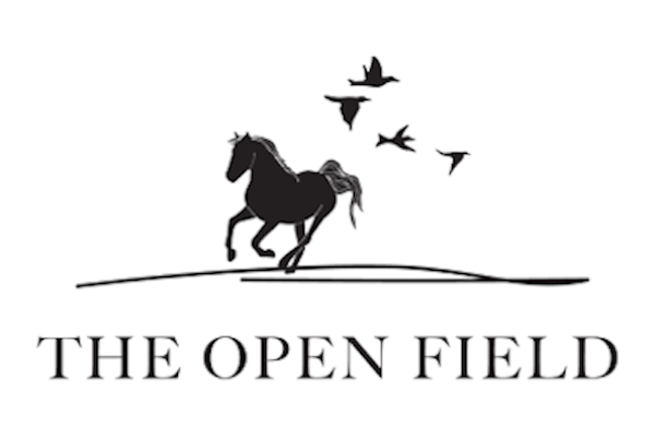 The Open Field logo featuring a horse and birds in flight.